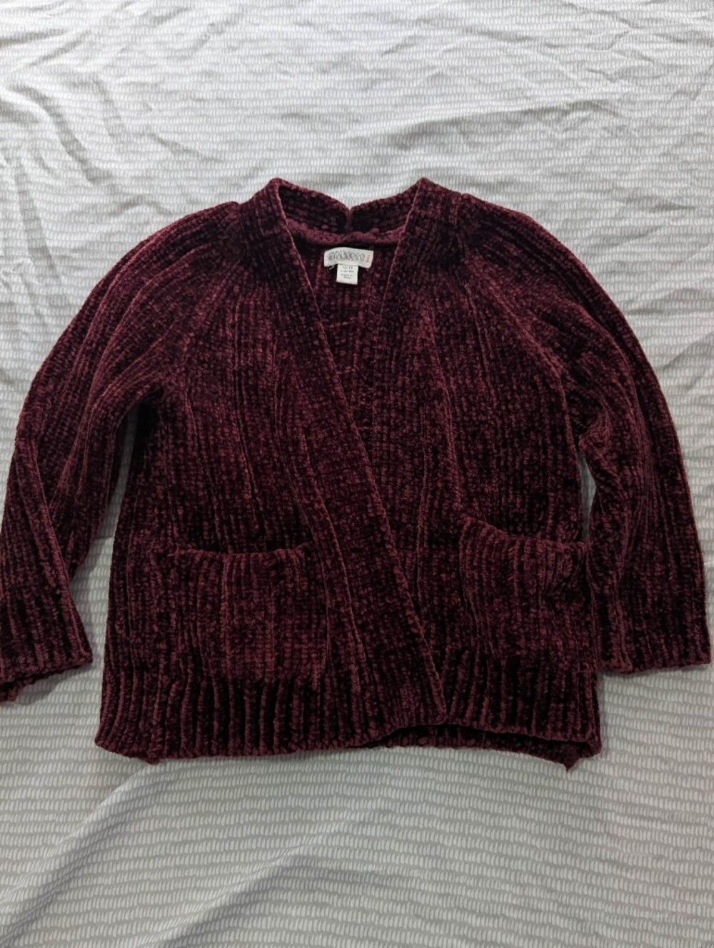 Gymboree Cozy Chenille Open-Front Cardigan Wine Burgundy Baby 12-18M *D6